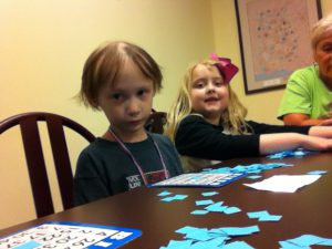 Mollies playing games at the House.