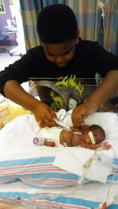 Braxton visits Marie in the hospital. Source: Family photo